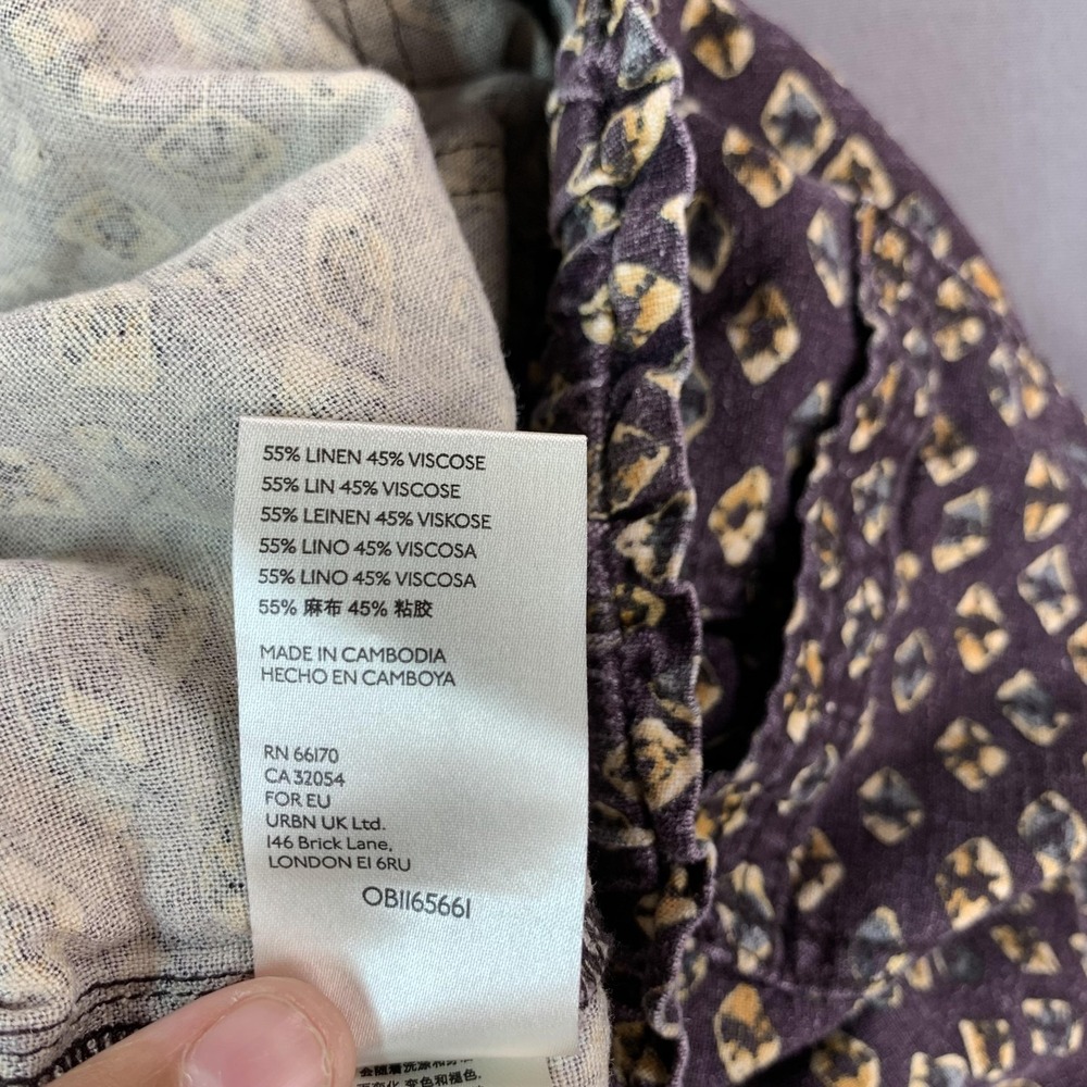 Anthropologie Pants Women XS Purple Lin Jogger Elastic Waist Cuffed Crop Geo AOP - Picture 6 of 15